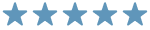 5 light blue star icons symbolizing a perfect review.